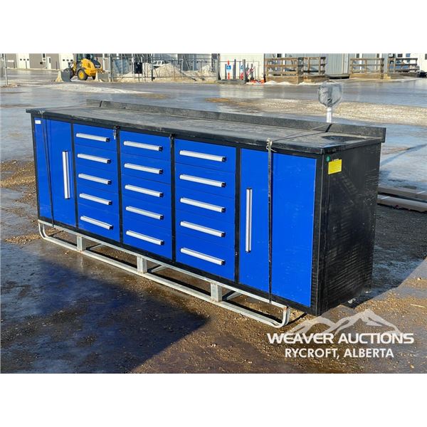 113 IN., 17 COMPARTMENT, STEEL WORKBENCH