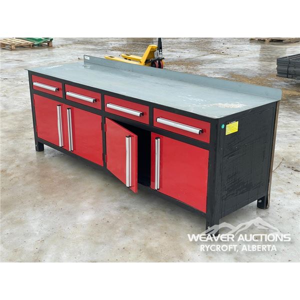 87 IN. 6 COMPARTMENT STEEL WORKBENCH