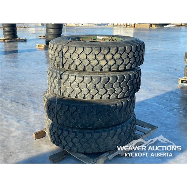 (4) MICHELIN 11.00 R20 TIRES & RIMS