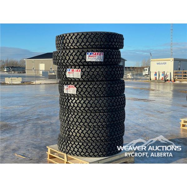 (8) KAPSEN TRUCK 11R24.5 16 PLY TIRES