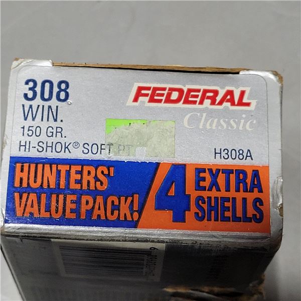 .308 Win 150gr Hi-Shok SP Factory Federal Classic Ammo  22 Rounds