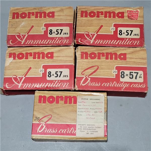 8x57JR (8mm Mauser) Norma RELOADED Ammo & Primed Cases