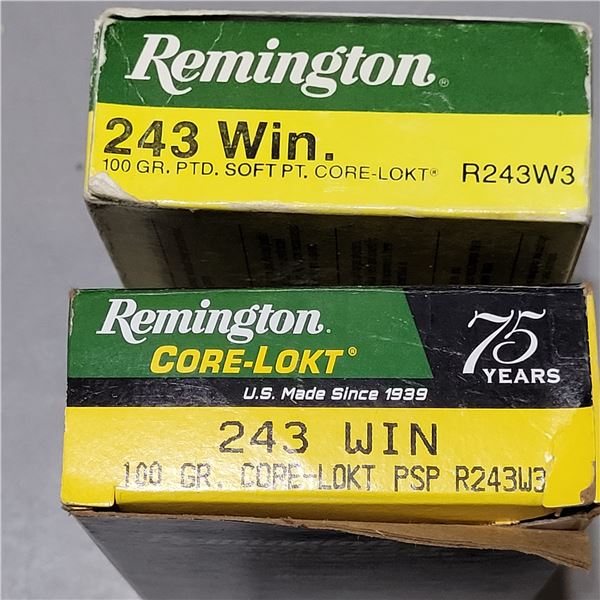 .243 Win  100gr Factory Remington  Ammo   37 Rounds
