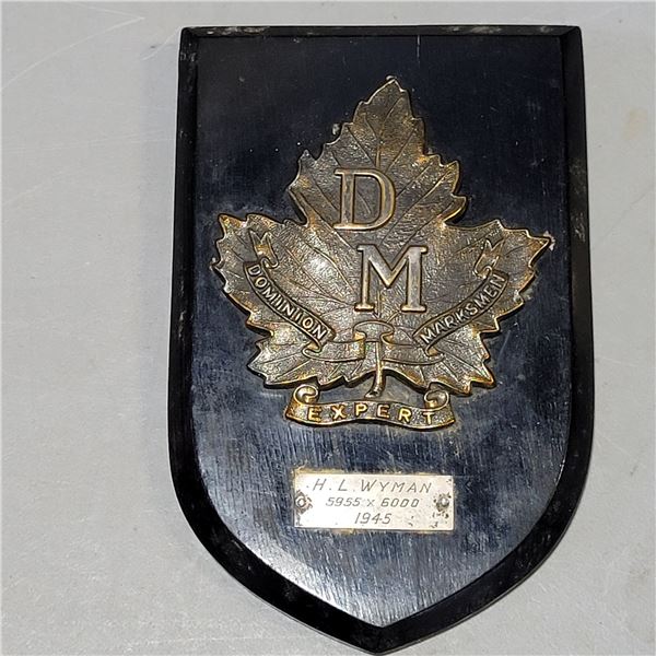 1945 Dominion Marksman Award Plaque