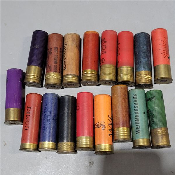 Assortment of 16ga Collectable Lead Shotshells  17 Total