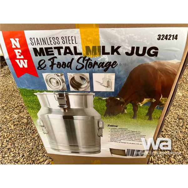 (8) 20L Stainless Steel Milk Jugs
