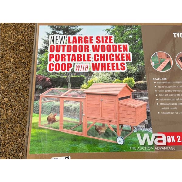 Large Wooden Portable Chicken Coop With Wheels