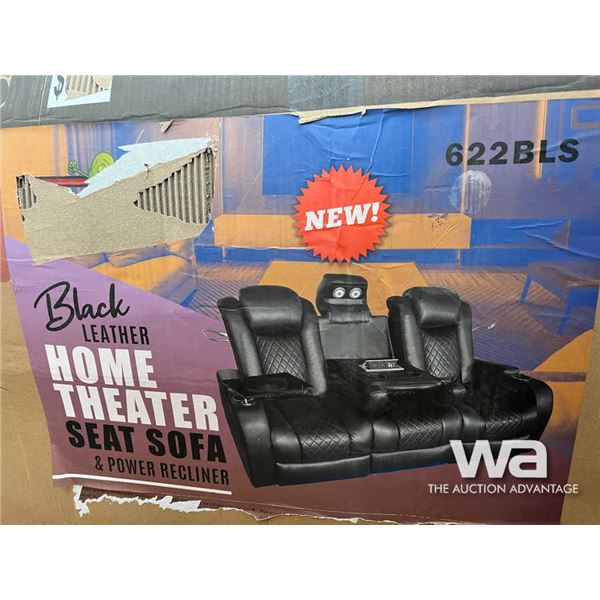 Black Leather Home Theater 2 Seat Sofa