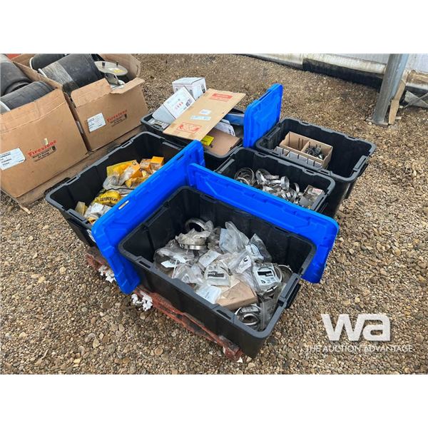 (5) Totes of Clamps, Seals & Parts