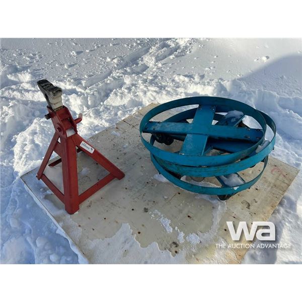 Red Jack Stand, (3) Barrel Dollies