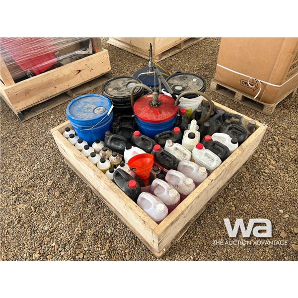 Pallet of Misc. Oils & Pail Pumps