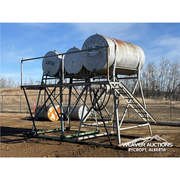 (3) FUEL TANKS W/STAND ON SKID