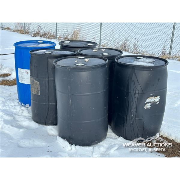 (6) 45 GAL. PLASTIC DRUMS