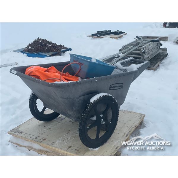 RUBBERMAID WHEEL BARROW W/ FERTILIZER SPREADER