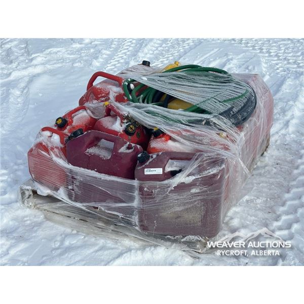 QTY OF JERRY CANS W/MISC HOSE