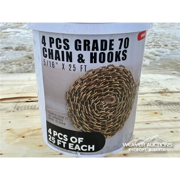 (4) 25 FT. 5/16 IN. CHAINS W/HOOKS