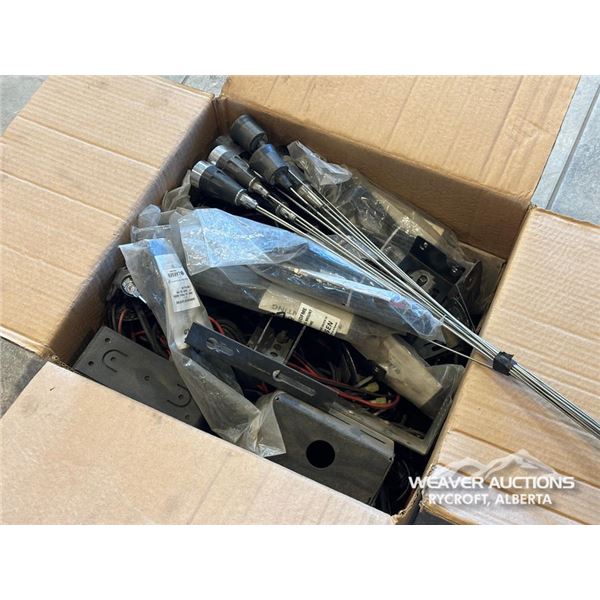 QTY OF TWO WAY RADIO BRACKETS, ANTENNAS, PARTS