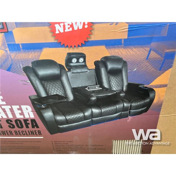 Black Leather Home Theater 2 Seat Sofa