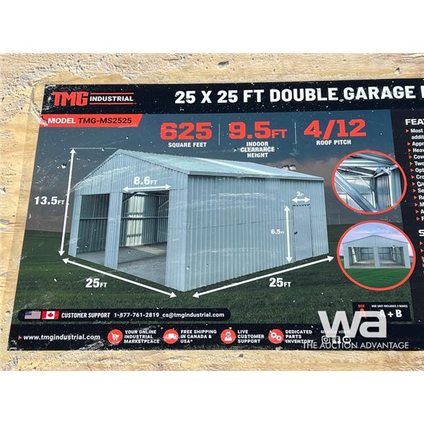 TMG 25X25 FT. Double Garage Metal Barn Shed