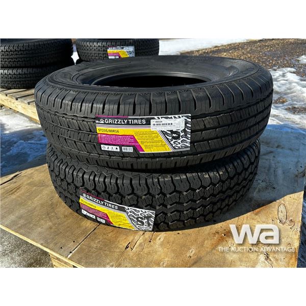 (2) Grizzly ST235/80R16 Trailer Tires