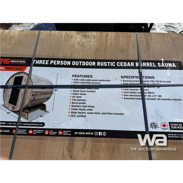 3 Person Outdoor Rustic Cedar Barrel Sauna