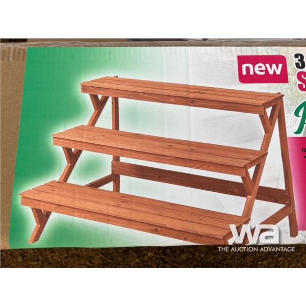 3 Tier Wooden Step Ladder Plant Stand