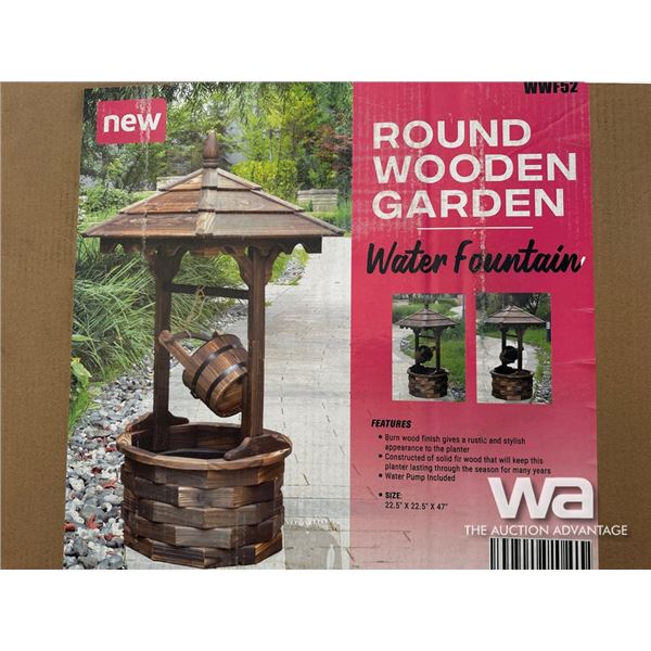 Round Wooden Garden Water Fountain