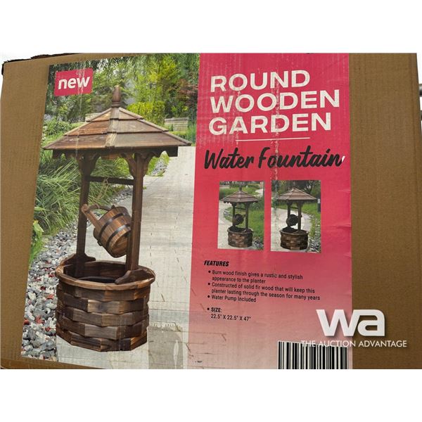 Round Wooden Garden Water Fountain