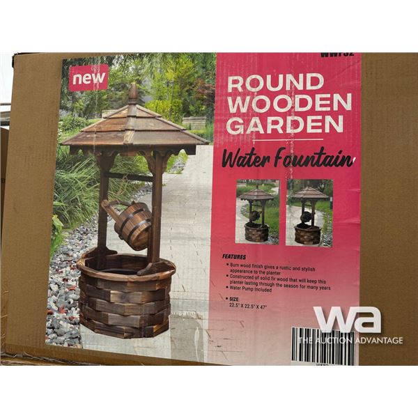 Round Wooden Garden Water Fountain
