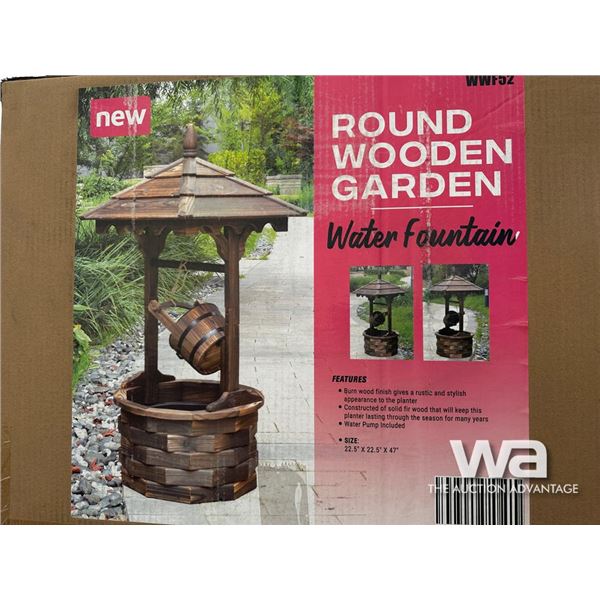 Round Wooden Garden Water Fountain
