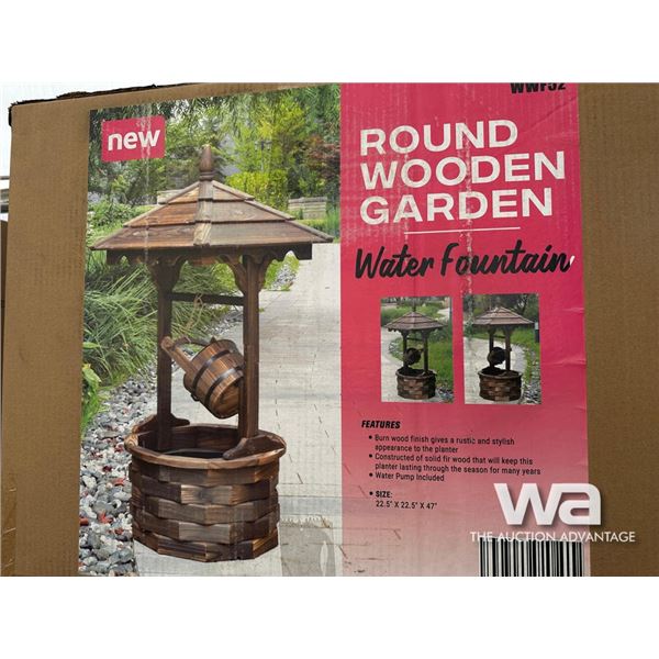 Round Wooden Garden Water Fountain