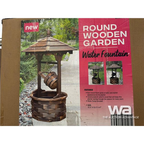 Round Wooden Garden Water Fountain
