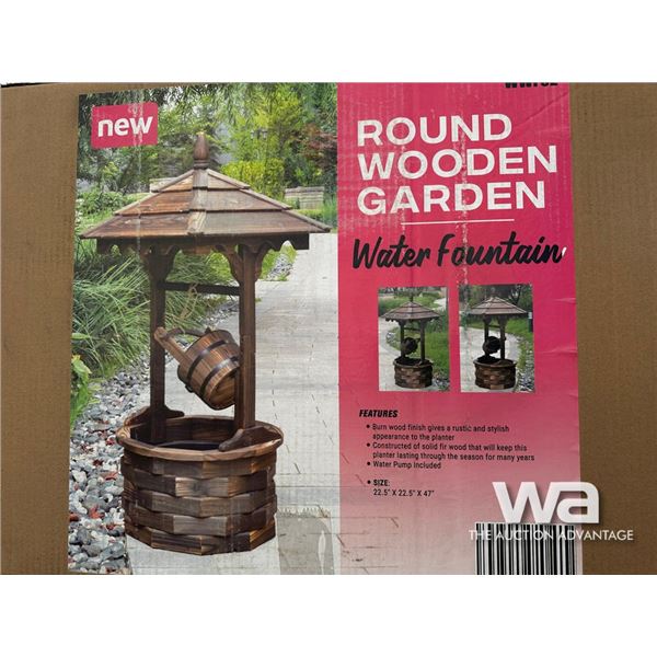 Round Wooden Garden Water Fountain