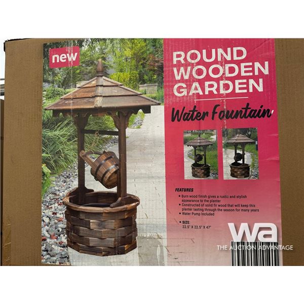 Round Wooden Garden Water Fountain