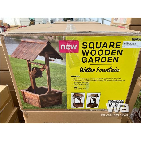 Square Wooden Garden Water Fountain