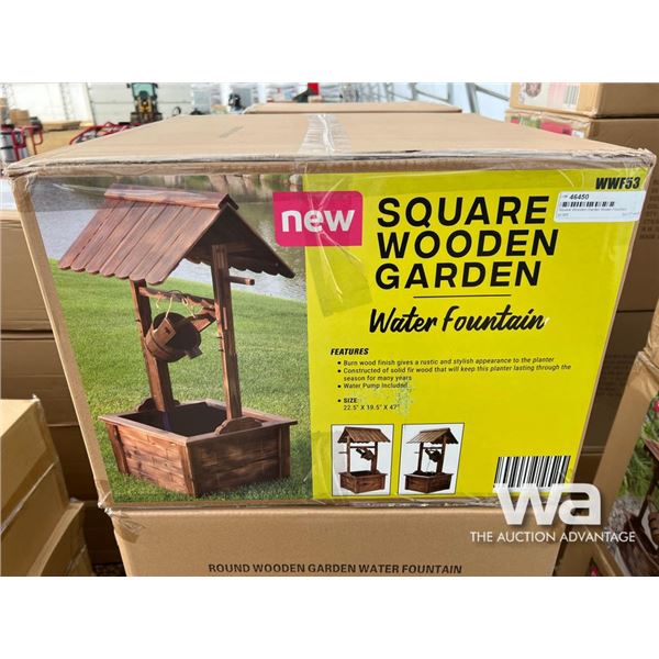 Square Wooden Garden Water Fountain