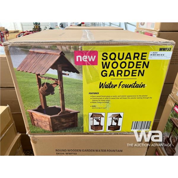 Square Wooden Garden Water Fountain