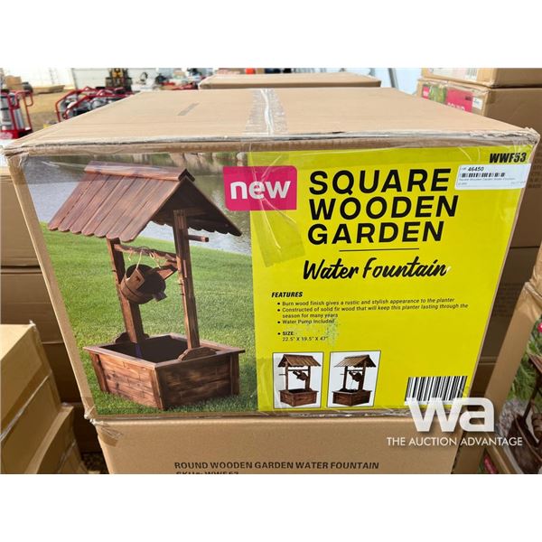 Square Wooden Garden Water Fountain