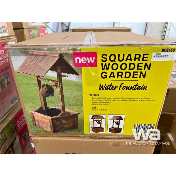 Square Wooden Garden Water Fountain