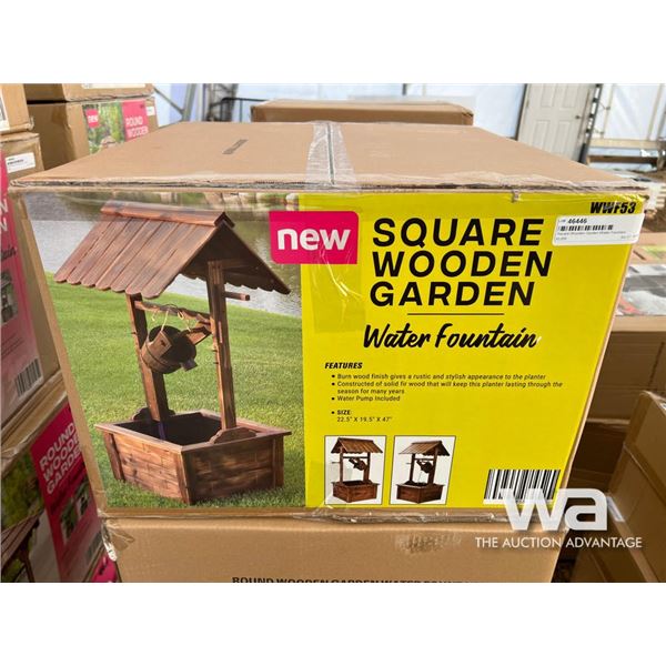 Square Wooden Garden Water Fountain