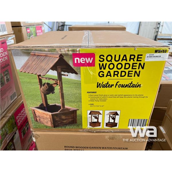 Square Wooden Garden Water Fountain