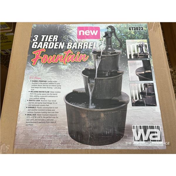 3 Tier Garden Barrel Fountain
