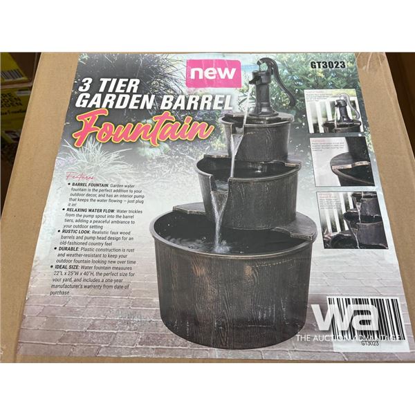 3 Tier Garden Barrel Fountain