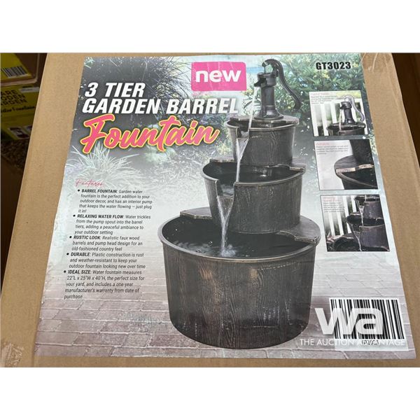 3 Tier Garden Barrel Fountain