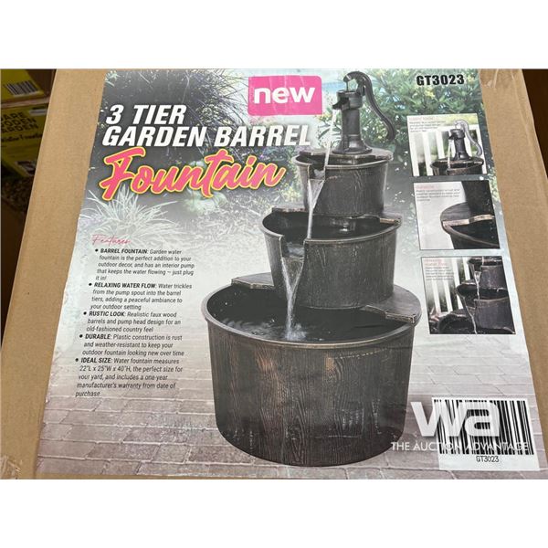3 Tier Garden Barrel Fountain