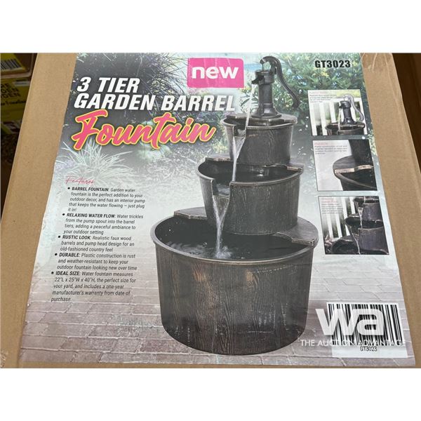 3 Tier Garden Barrel Fountain