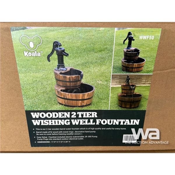 Wooden 2 Tier Wishing Well Fountain