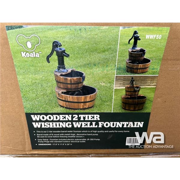 Wooden 2 Tier Wishing Well Fountain