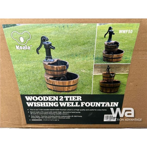 Wooden 2 Tier Wishing Well Fountain