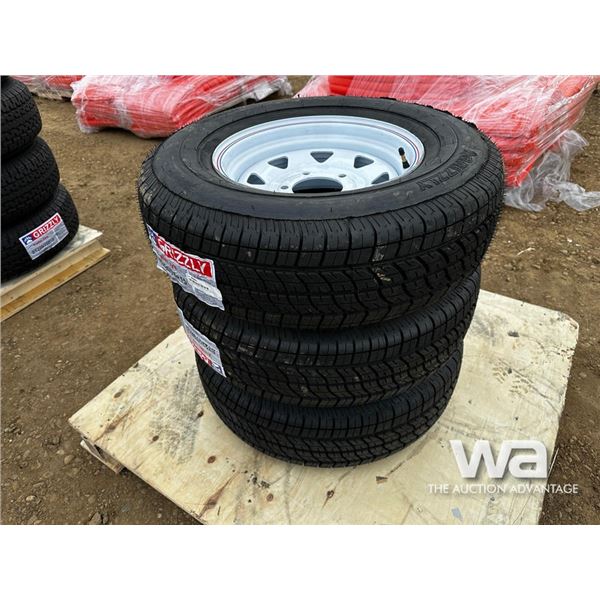 (3) Grizzly ST225/75R15 Trailer Tires & Rims